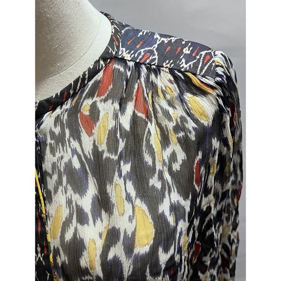 Isabel Marant Blouse Pilay Multi Printed Silk Sheer SZ 36/ US SM Long Sleeve Top - Picture 12 of 15
